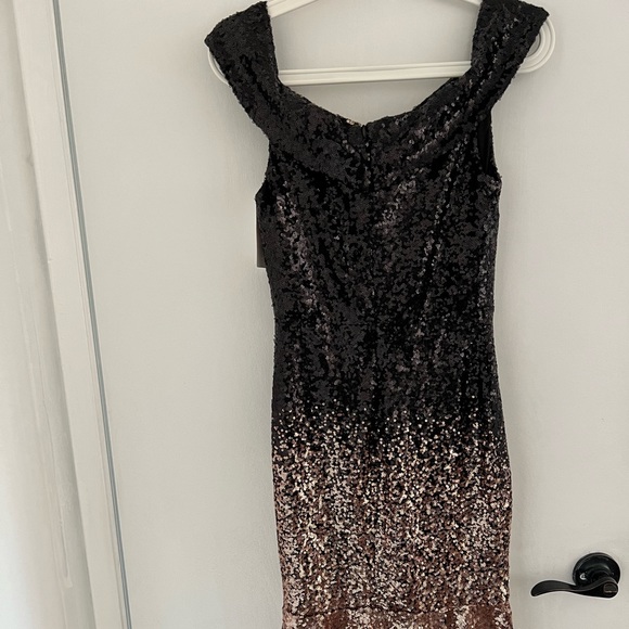 rose gold color and black elegant sequins party dress - Picture 4 of 7